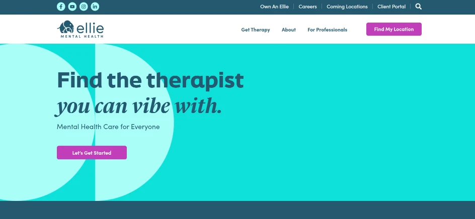 Great Therapist Website Examples 2026 Ellie Mental Health Website Design