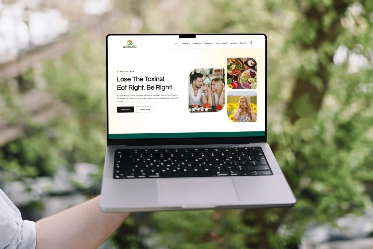 The Best Website Builder for Psychologists Device Mockup Image of a Custom website design for Natural Body Intelligence a Health and wellness coach - Website Design for Therapists & Coaches