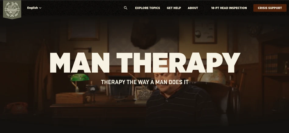 Great Therapist Website Examples 2026 The Man Therapy Website Homepage Hero Section | psychotherapist website design