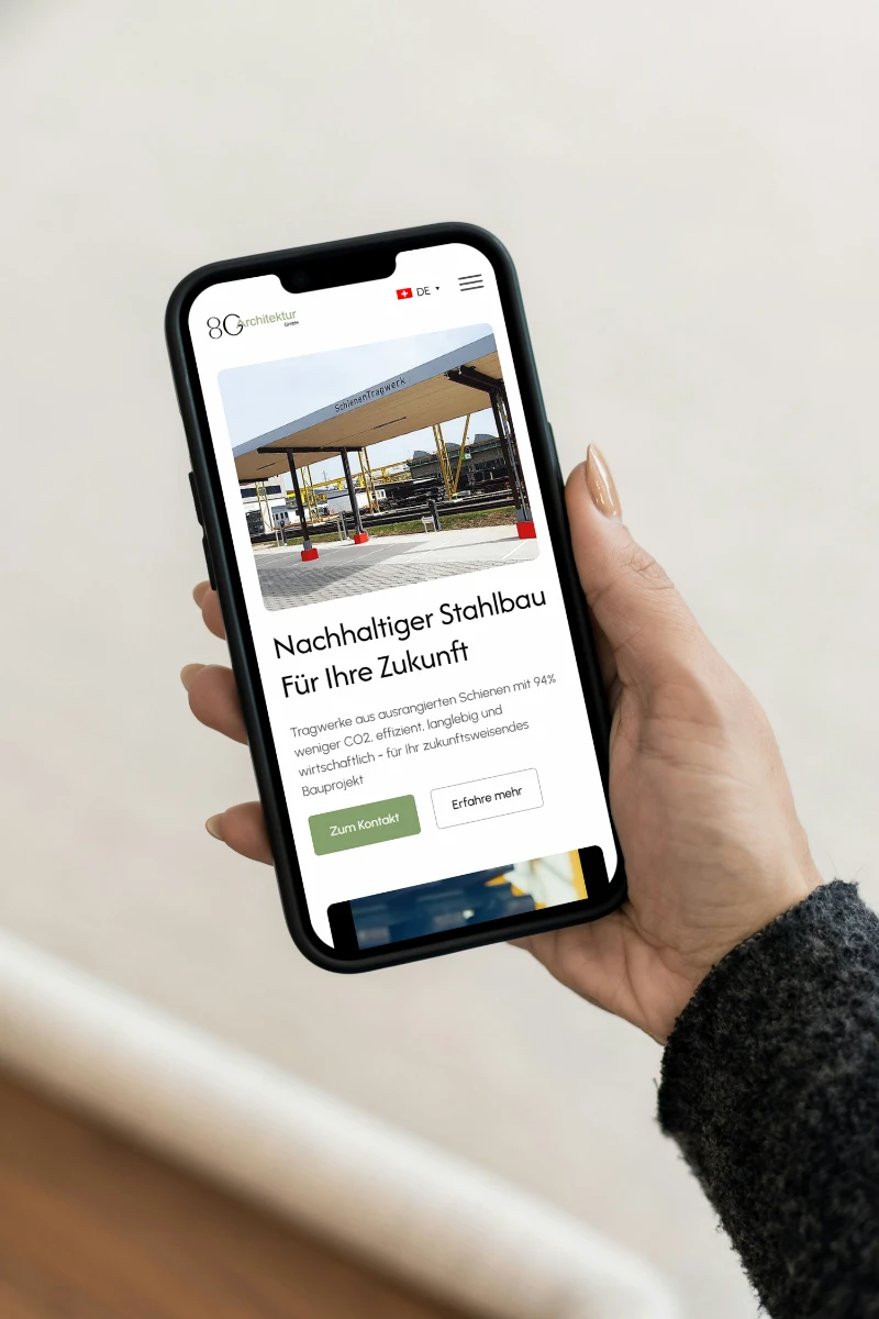 8g Architekture website - Mobile