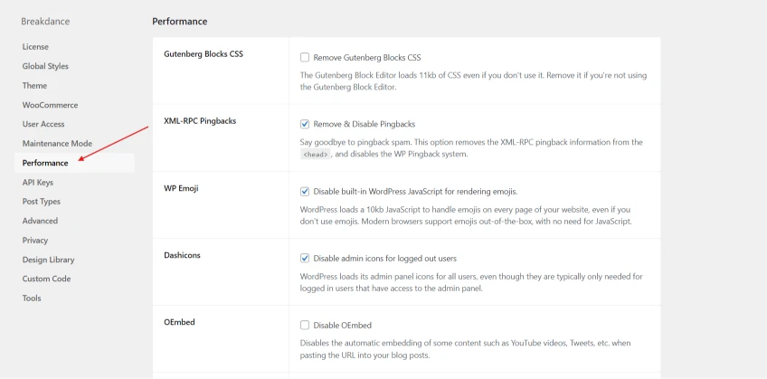 Breakdance Builder Website Slow? Apply These Tips to Speed Up Your WordPress Website Breakdance Setting performance