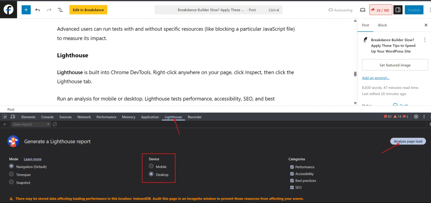 Breakdance Builder Website Slow? Apply These Tips to Speed Up Your WordPress Website Chrome Lighthouse