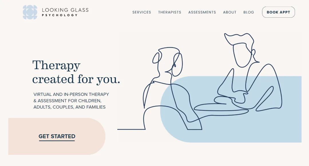 10 Best Therapist Website Design Examples built in WordPress Looking Glass Psychology Website Desin