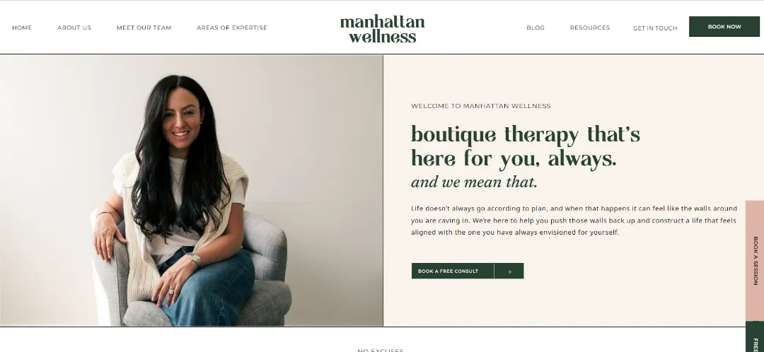 10 Best Therapist Website Design Examples built in WordPress Manhattan Wellness Website Design