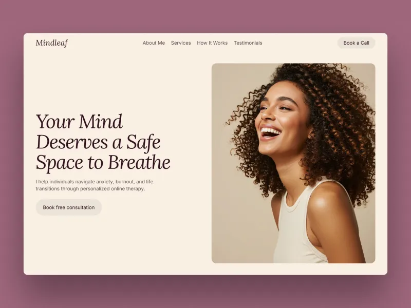 Best Framer Templates for Therapists and Wellness Professionals MindLeaf Online Therapist Template