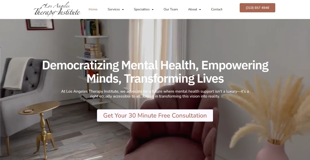 10 Best Therapist Website Design Examples built in WordPress The Los Angeles Therapy Institute |