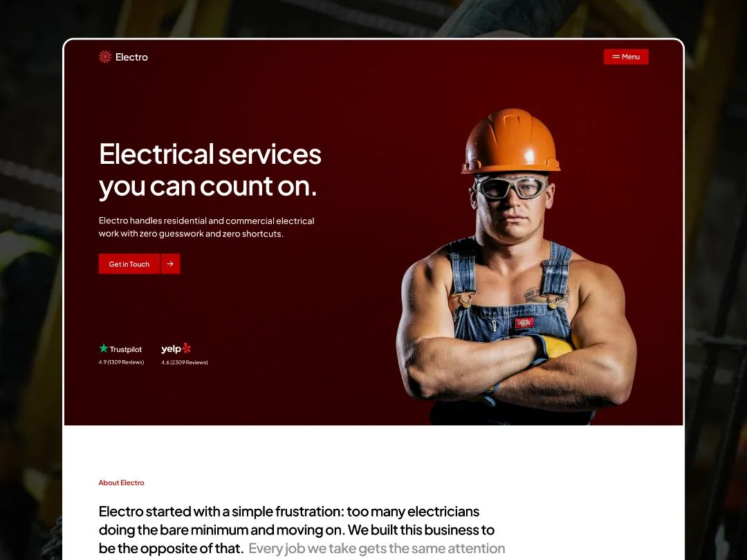 Electro – Free Framer Template for Electricians Electro – Free Framer Template for Electricians